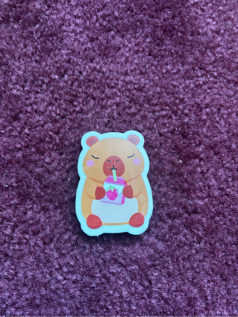 Cute Bear Sticker — Yellow Bear with Pink Drink